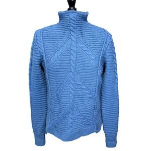 GAP Blue Cable Knit Sweater Unisex Size M Alpaca Blend Chunky Textured Cozy